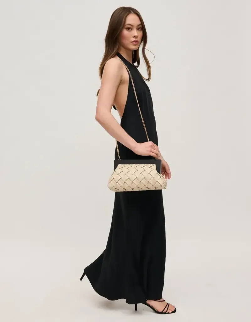 Jamie  Woven Wooden Frame Clutch