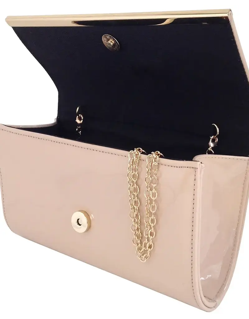 Faux Patent Glossy Clutch