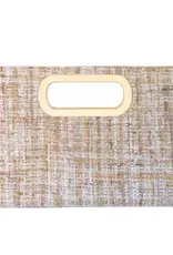 Top Handle Weaved Fabric Clutch