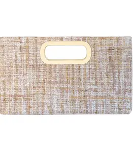 Top Handle Weaved Fabric Clutch