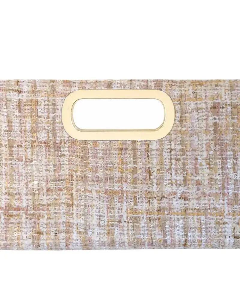 Top Handle Weaved Fabric Clutch