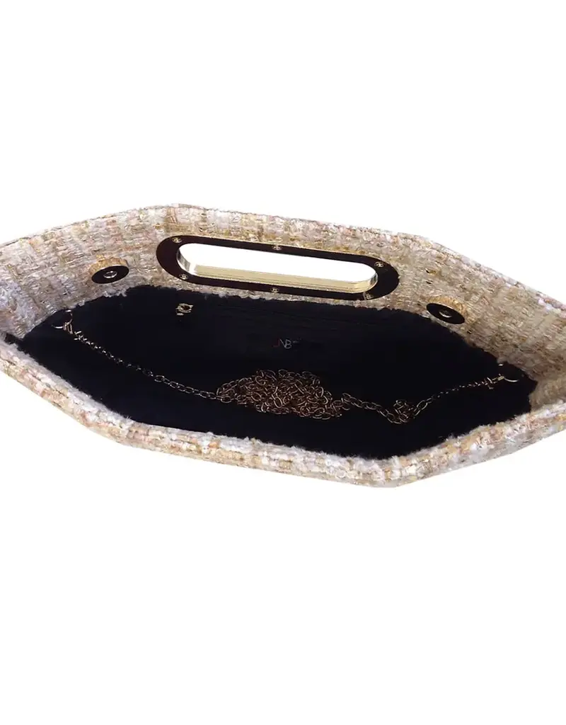 Top Handle Weaved Fabric Clutch