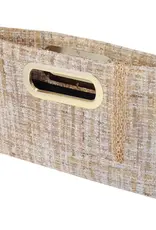 Top Handle Weaved Fabric Clutch