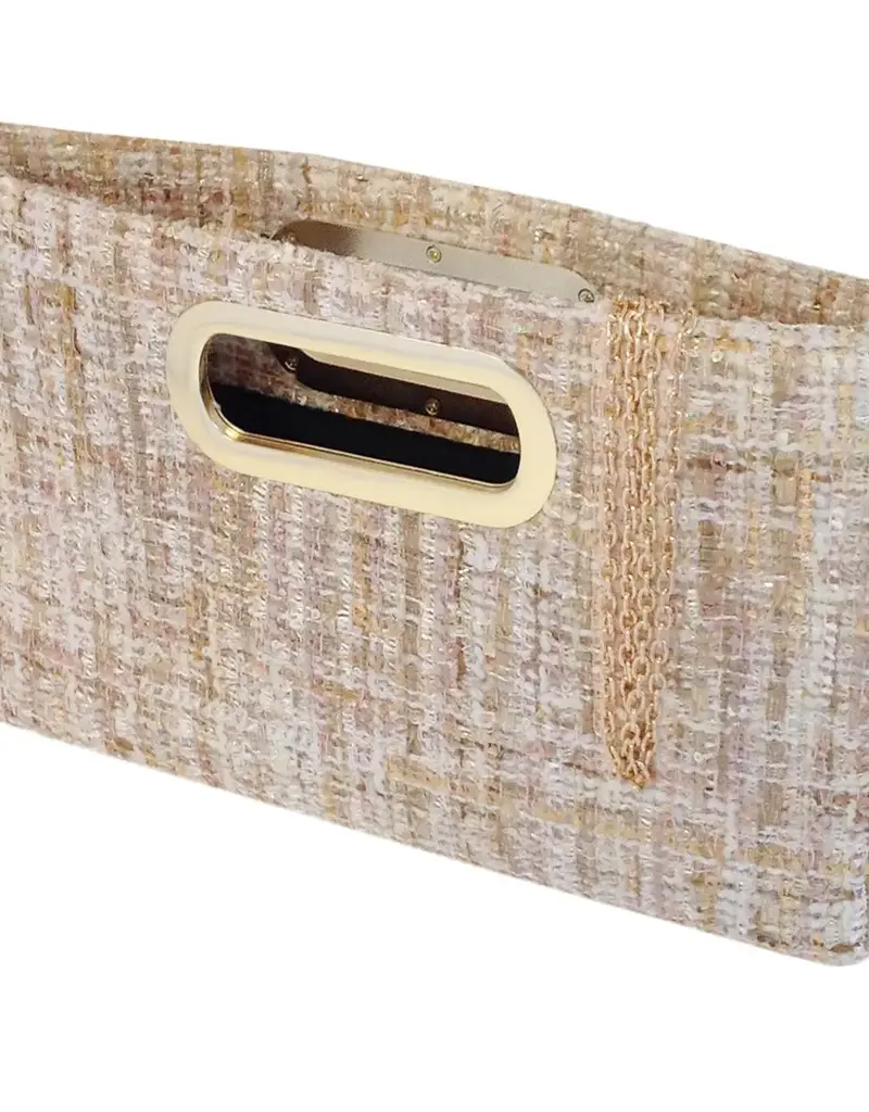 Top Handle Weaved Fabric Clutch