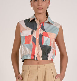 Sleeveless Collared Crop Top