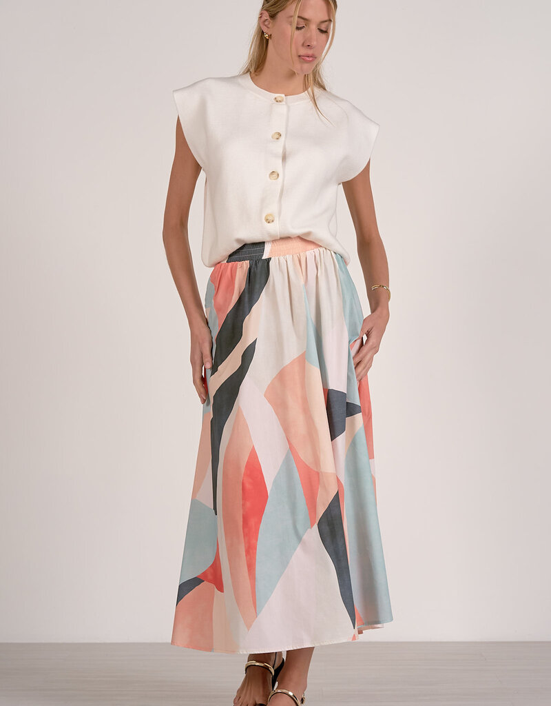 Abstract Print Midi Skirt