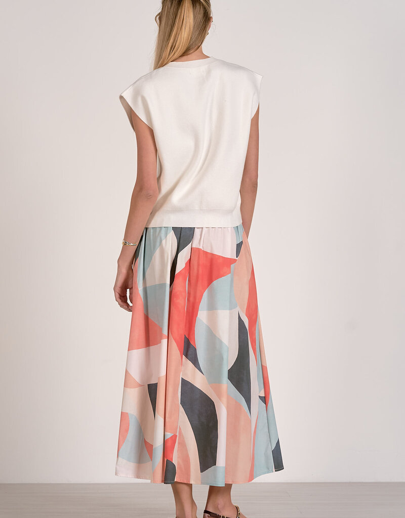 Abstract Print Midi Skirt