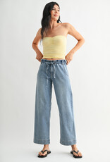 Just Black Denim Pull On Drawstring Wide Leg