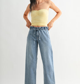 Just Black Denim Pull On Drawstring Wide Leg