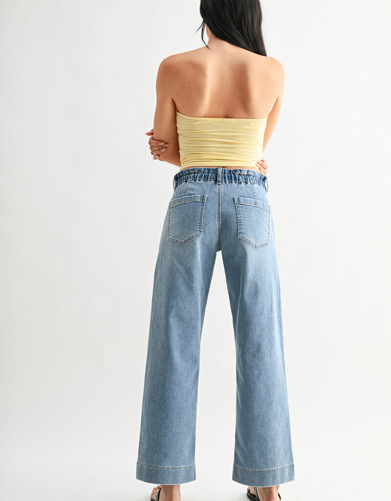 Just Black Denim Pull On Drawstring Wide Leg