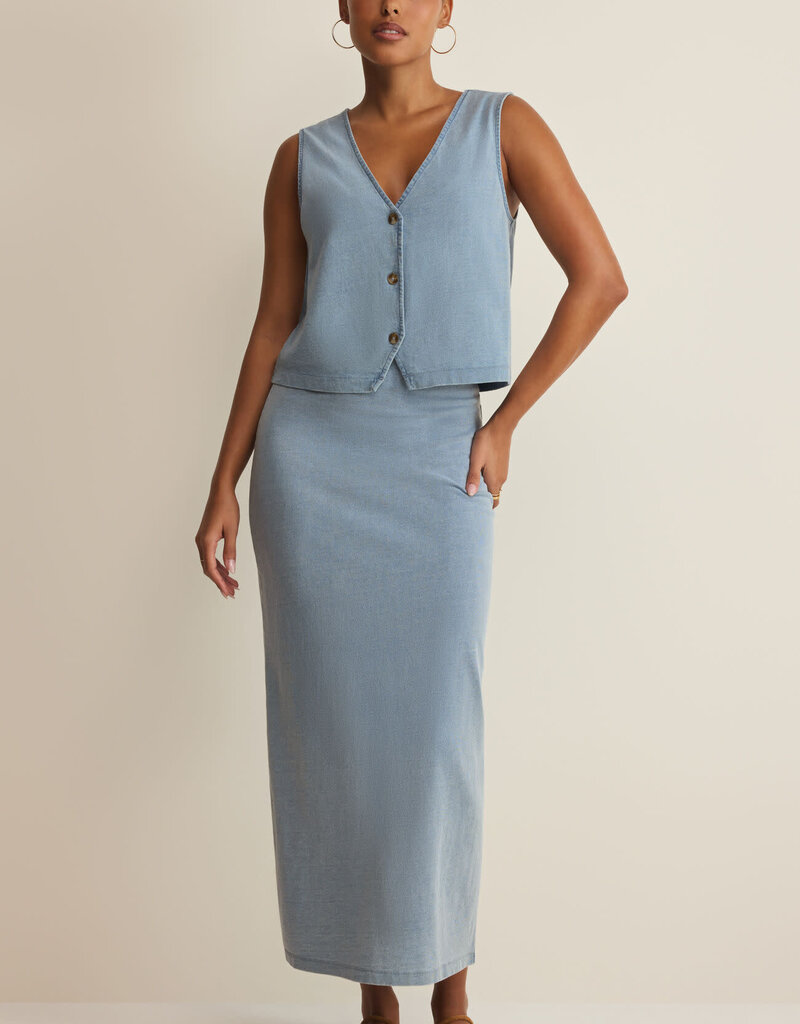 Gail Jersey Denim Midi Skirt