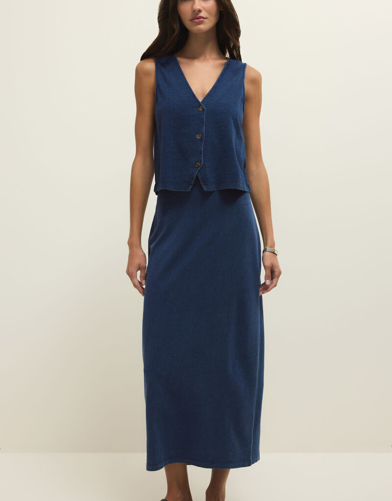 Gail Jersey Denim Midi Skirt