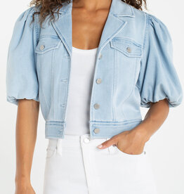 Puff Sleeve Cropped Trucker Jacket