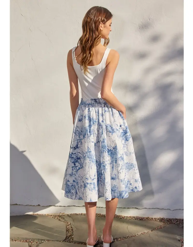 Coastal Print Midi Skirt