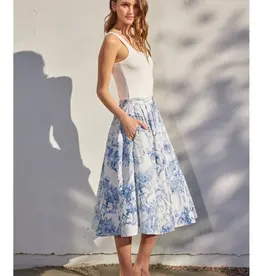 Coastal Print Midi Skirt