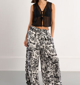 Hawaiian Print Wide Leg Pant