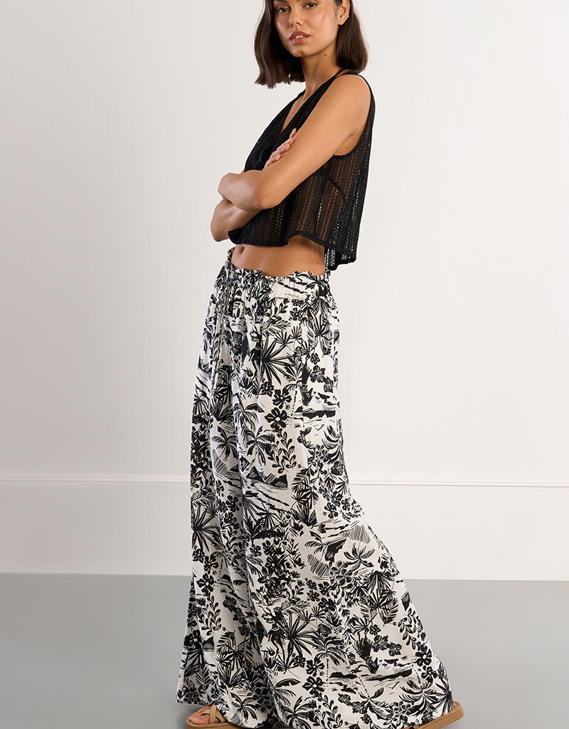 Hawaiian Print Wide Leg Pant