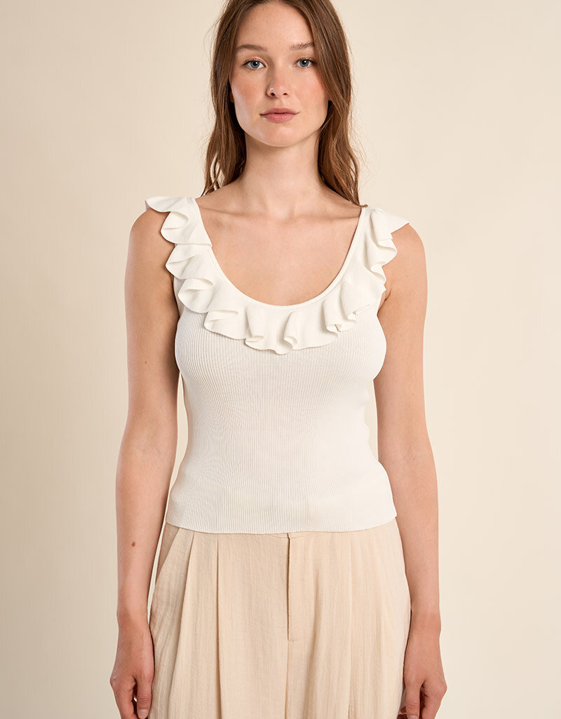 Ruffled Neck Tank Top