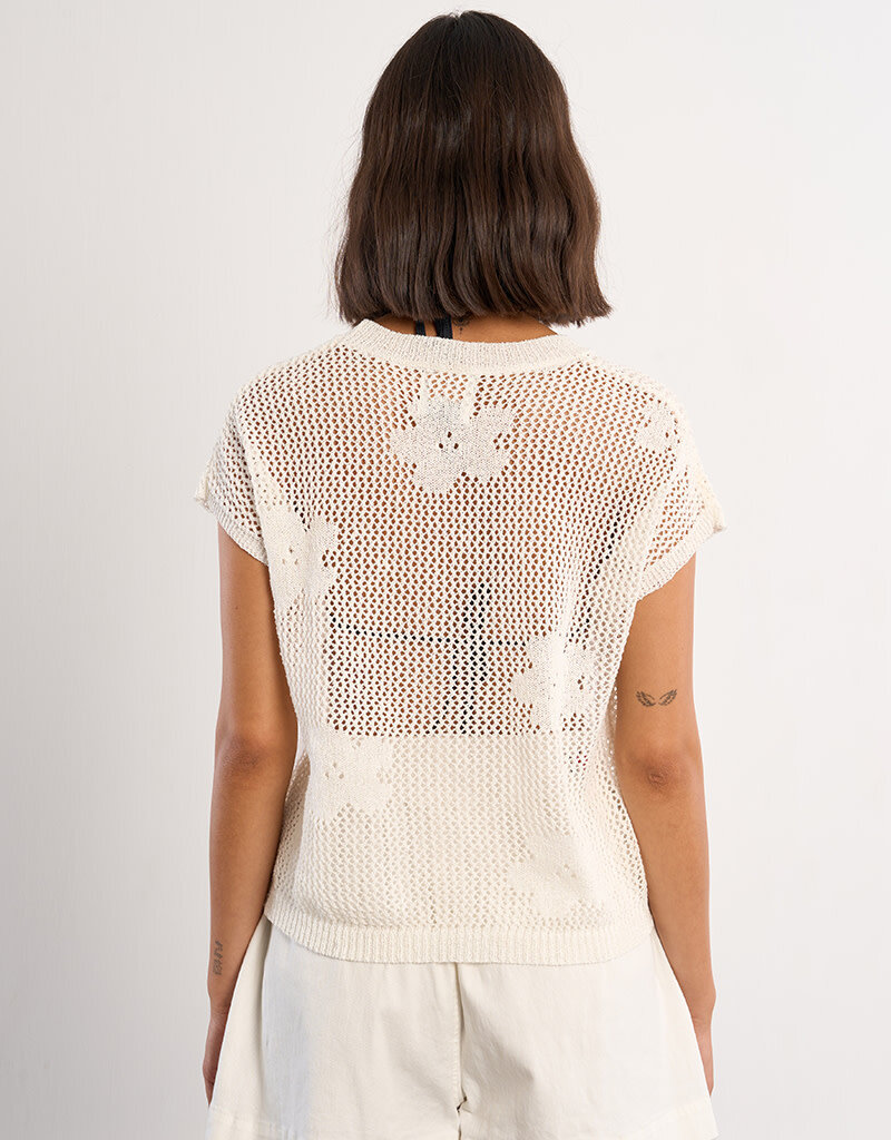 Open Knit Floral Sweater