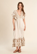 Embroidered Monkey Maxi Dress