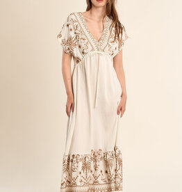 Embroidered Monkey Maxi Dress