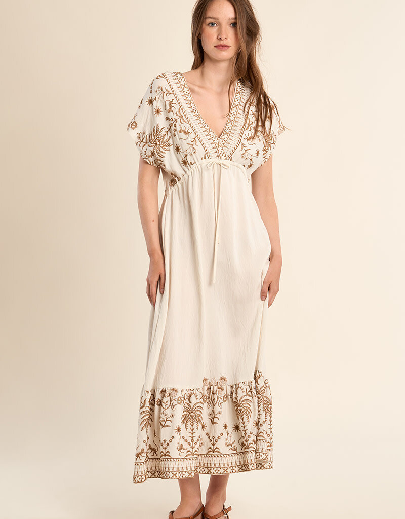 Embroidered Monkey Maxi Dress