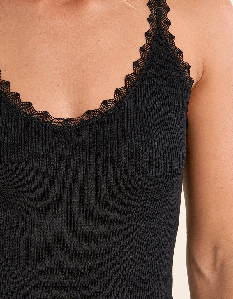 Knit Tank Top w/ Lace Trim