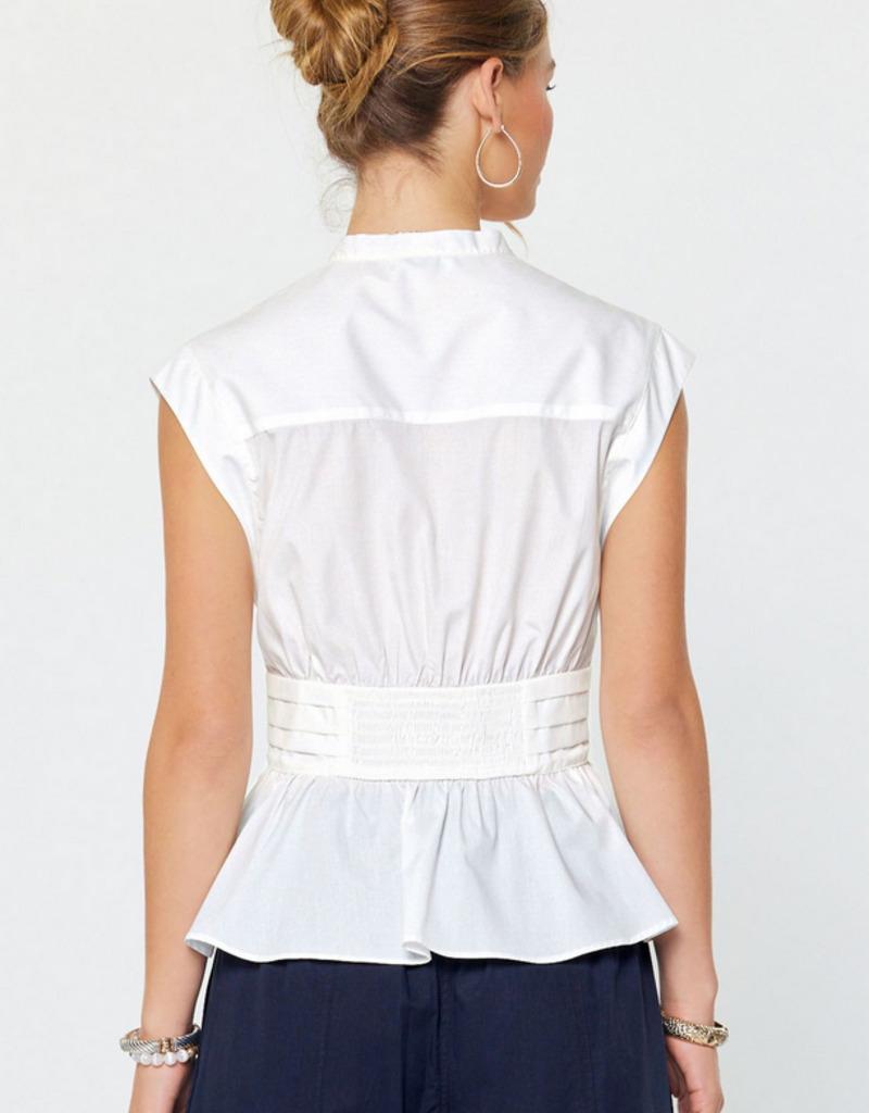 Cap Sleeve Top w/ Front Bow Tie Detail