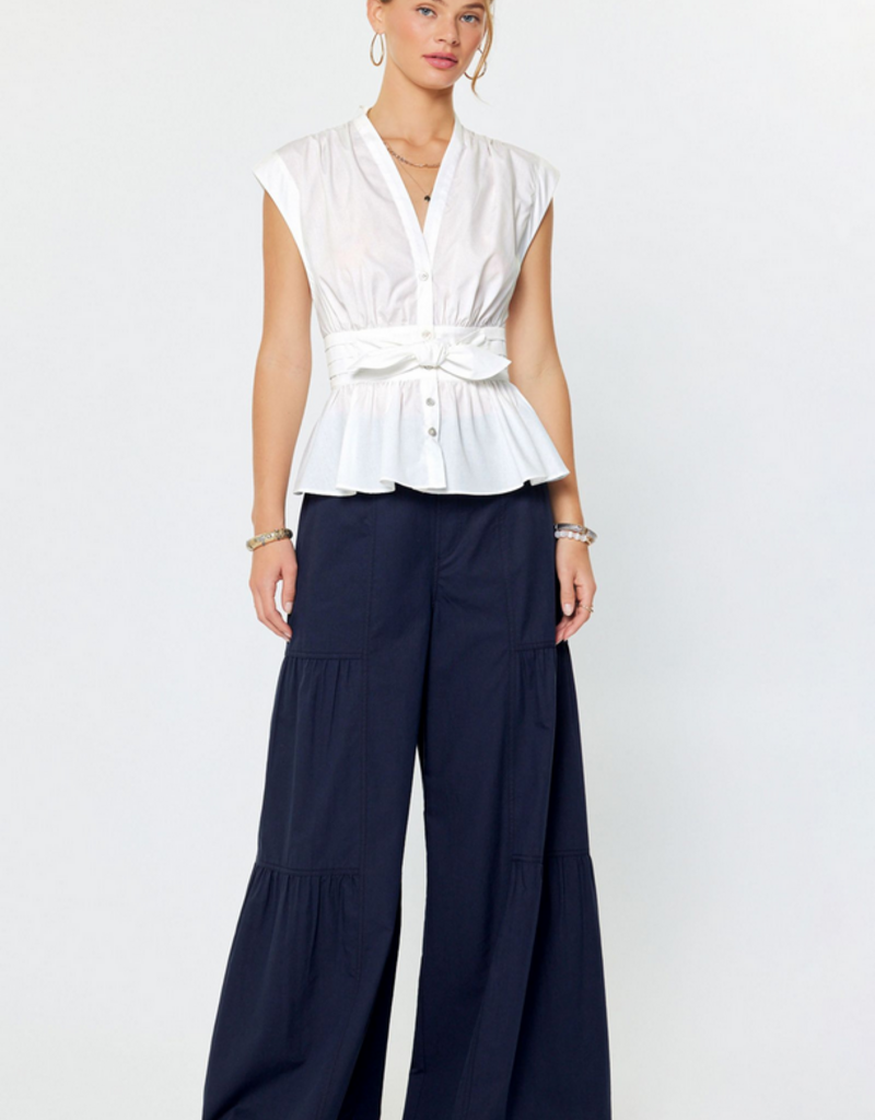 Cap Sleeve Top w/ Front Bow Tie Detail