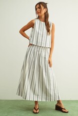 Striped Smock Waist Maxi Skirt