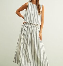 Striped Smock Waist Maxi Skirt