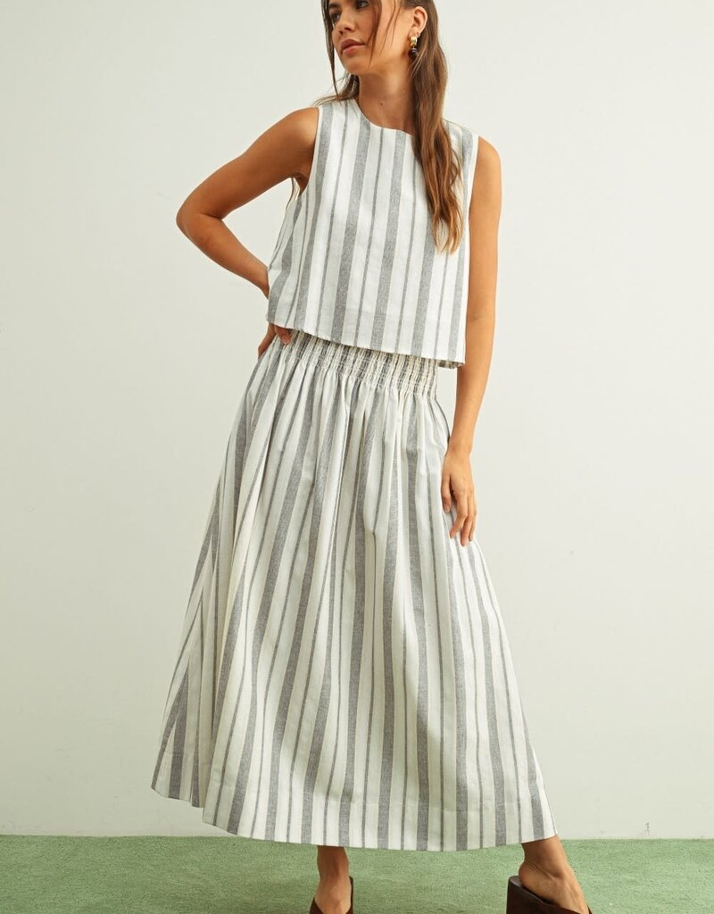 Striped Smock Waist Maxi Skirt
