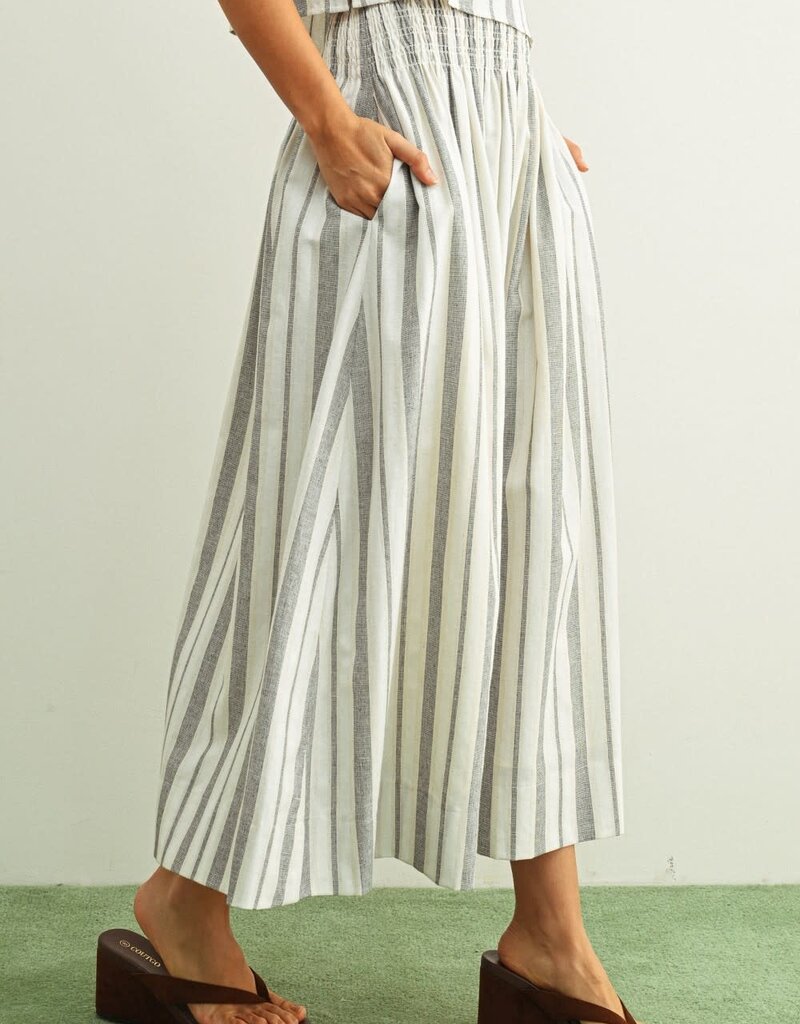 Striped Smock Waist Maxi Skirt