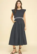 Embroidered Waist Midi Dress