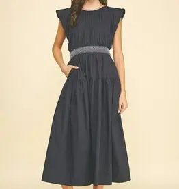 Embroidered Waist Midi Dress