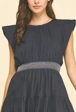 Embroidered Waist Midi Dress