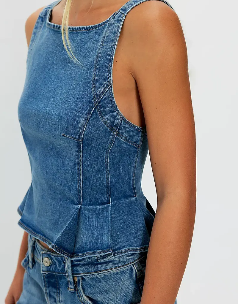 Free People Sunfaded Denim Top