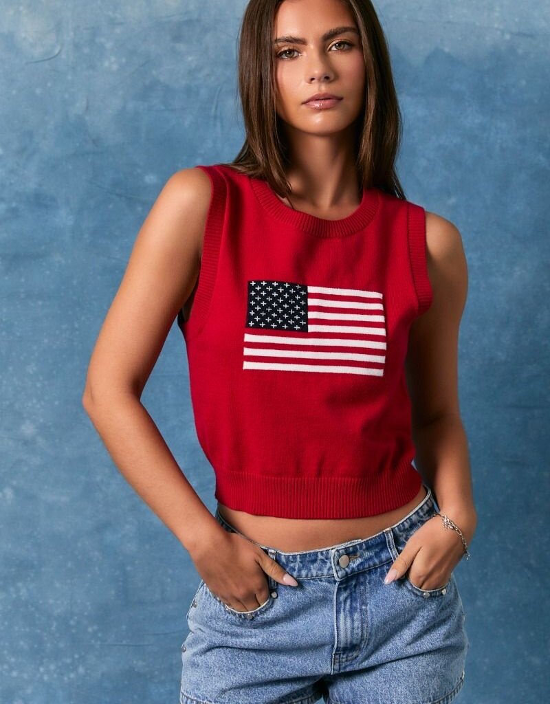 Flag Sweater Crop Top