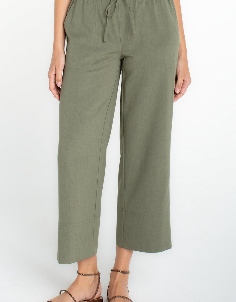 Pull On Tie Waist Wide Leg Pant