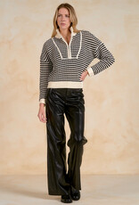 Half Zip Striped Knit Sweater