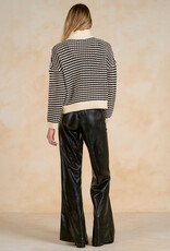 Half Zip Striped Knit Sweater