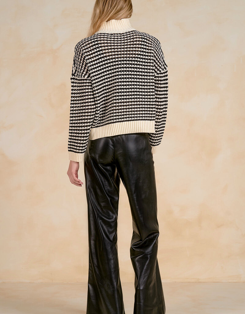 Half Zip Striped Knit Sweater