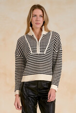 Half Zip Striped Knit Sweater