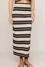 Gail Striped Jersey Midi Skirt