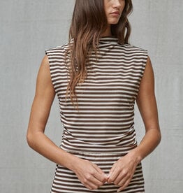 Striped Knit Mock Neck SL Top