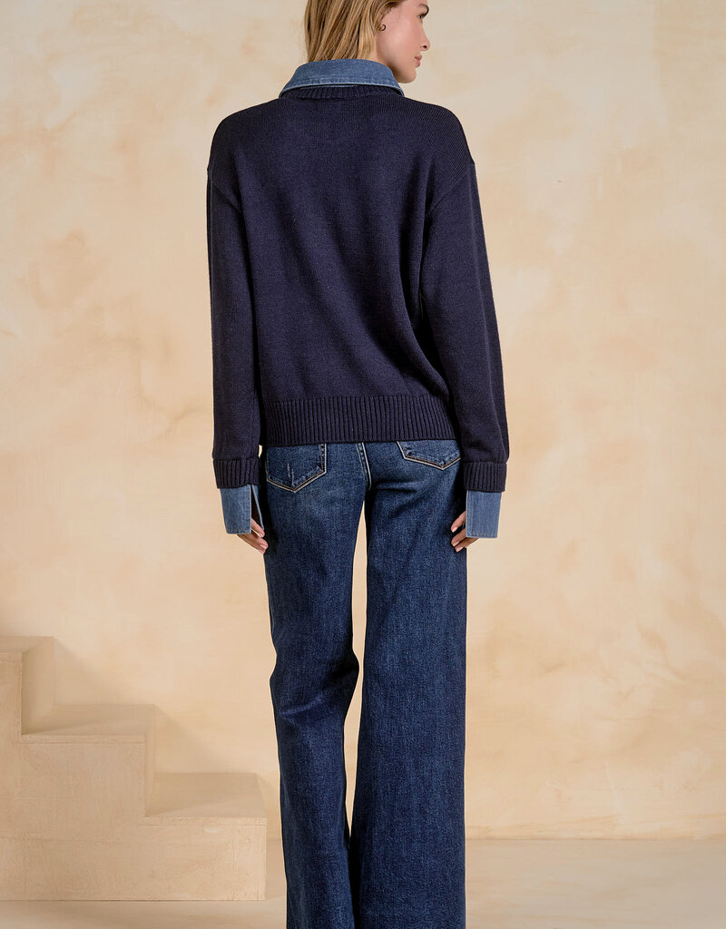 Denim Collared Sweater