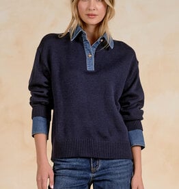 Denim Collared Sweater