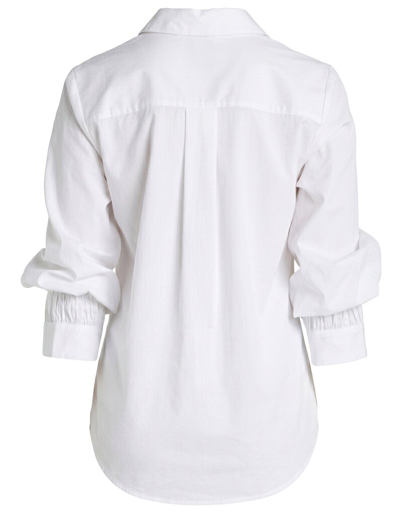 Adjustable Sleeve Button Front Woven Top