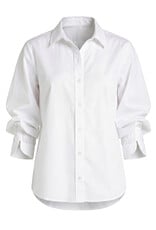 Adjustable Sleeve Button Front Woven Top