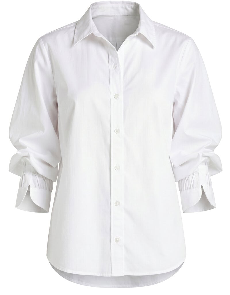 Adjustable Sleeve Button Front Woven Top